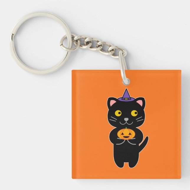 Porte-clefs Chat d'Halloween (Devant)