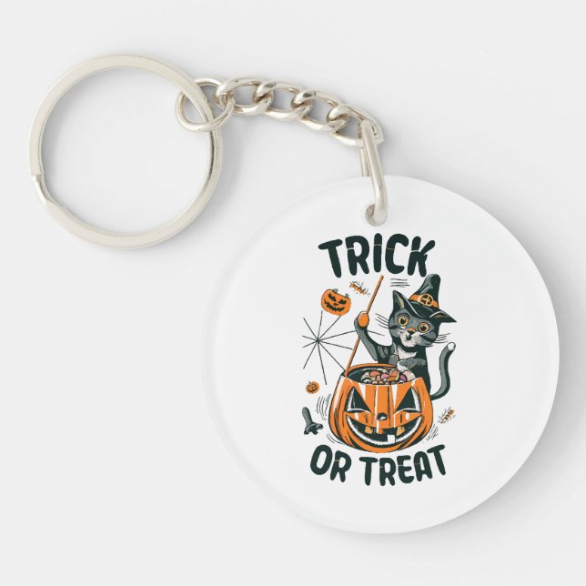 Porte-clefs Chat d'Halloween abstrait (Devant)