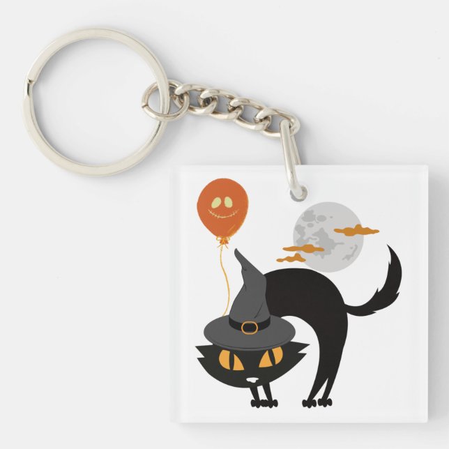 Porte-clefs Chat d'Halloween éffrayant (Devant)
