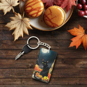 Porte-clefs Chat d'Halloween noir