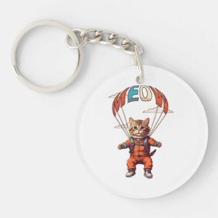 Porte-clefs Chat drôle de parachutisme