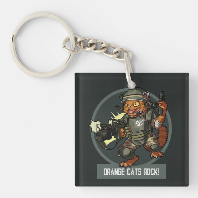Porte-clefs Chat Drôle Marine Orange Chats Rock ! Artwork de S (Devant)