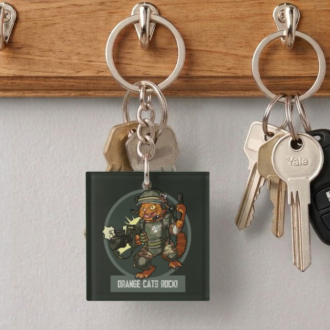 Porte-clefs Chat Drôle Marine Orange Chats Rock ! Artwork de S (Créateur téléchargé)