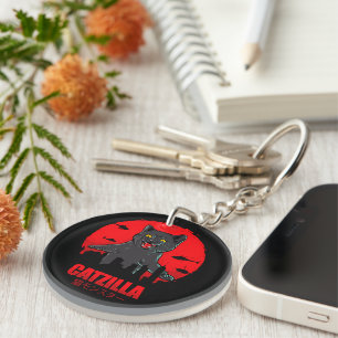 Porte-clefs Chat Drôle Thème Japonais Monstre Catzilla