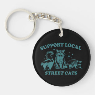 Porte-clefs Chat Drôle Vintage Raton laveur Opossum Mouffette