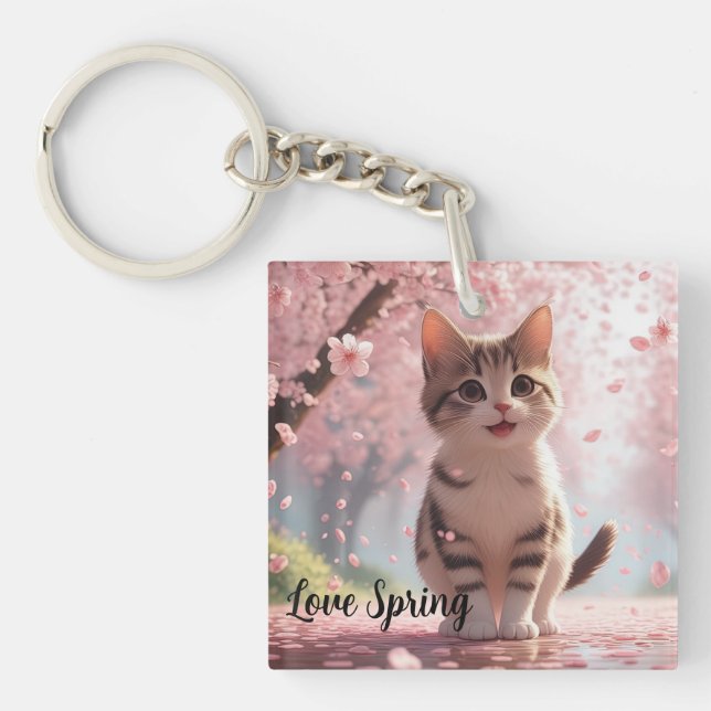 Porte-clefs Chat du printemps (Devant)