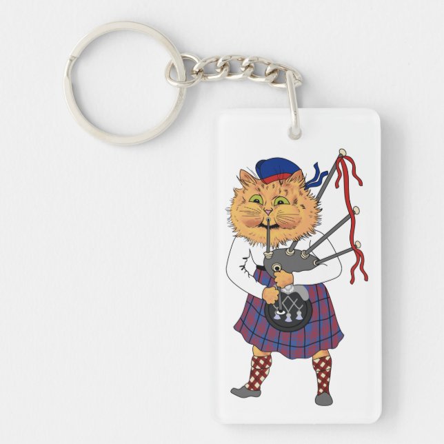 Porte-clefs Chat écossais Bagpipe Louis Wain (Devant)