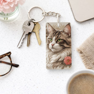 Porte-clefs Chat élégant tigré