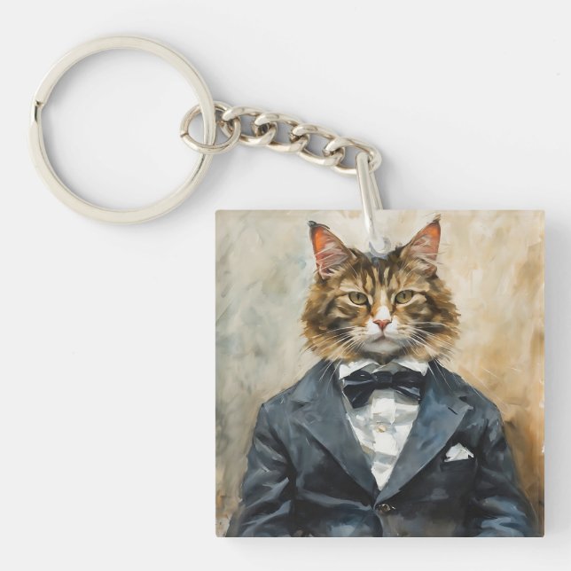 Porte-clefs Chat en costume (Devant)