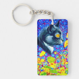 Porte-clefs Chat en fleurs
