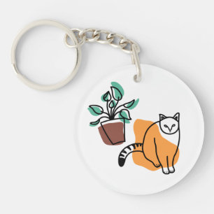 Porte-clefs Chat et le plante