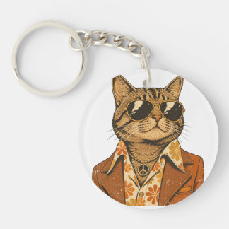 Porte-clefs Chat et renard cool groovy des années 70