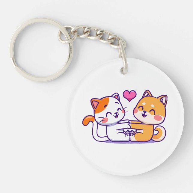 Porte-clefs Chat et Shiba Inu (Devant)