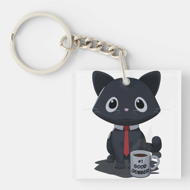 Porte-clefs Chat Faisant un Excellent Travail Numéro Un (Devant)