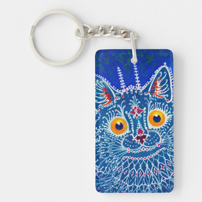 Porte-clefs Chat gothique bleu (Devant)