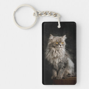Porte-clefs Chat gris duveteux 