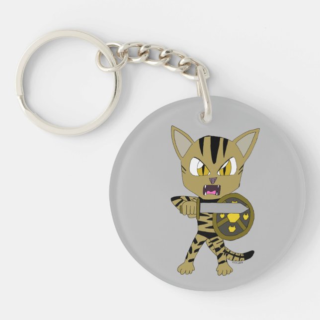 Porte-clefs Chat guerrier Chibi (Devant)