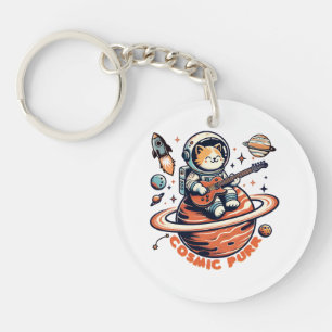 Porte-clefs Chat guitariste astro Cosmic Purr