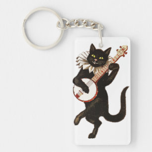 Porte-clefs Chat Jouer au banjo
