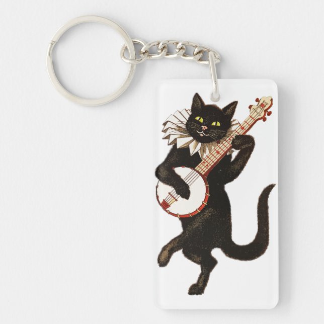 Porte-clefs Chat Jouer au banjo (Devant)
