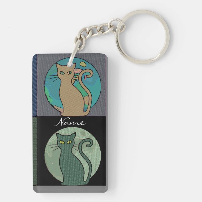Porte-clefs Chat Lady Multi Chats assis Thunder_Cove (Dos)