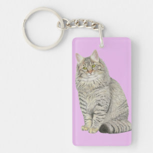 Porte-clefs Chat Longhair Tabby