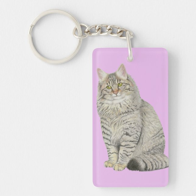 Porte-clefs Chat Longhair Tabby (Devant)