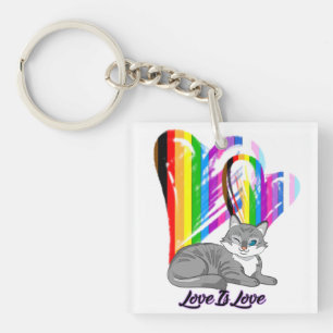 Porte-clefs Chat Love Is Love - Propriétaire d'animal LGBTQ+