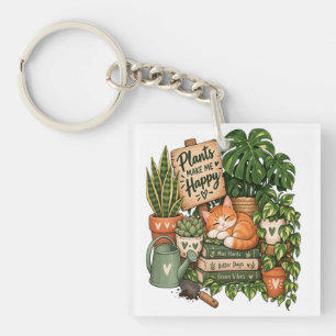 Porte-clefs Chat mignon amateur de plantes – Les plantes me re