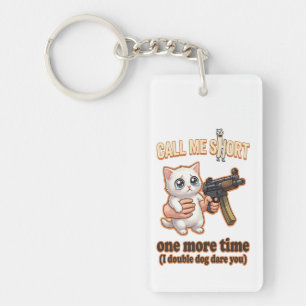 Porte-clefs Chat Mignon Avec Un Pistolet Mème Court Drôle
