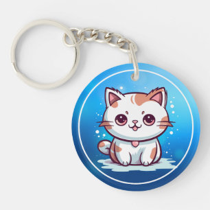 Porte-clefs Chat Mignon Clipart de Style Kawaii