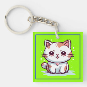 Porte-clefs Chat Mignon Clipart de Style Kawaii