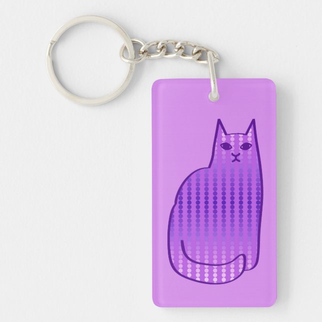 Porte-clefs Chat moderne du milieu du siècle, orchidée et viol (Devant)