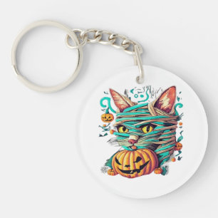 Porte-clefs Chat momie drôle Halloween