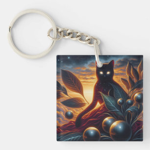 Porte-clefs Chat mondain Fabriqué d'étoiles : Oeuvre surréalis