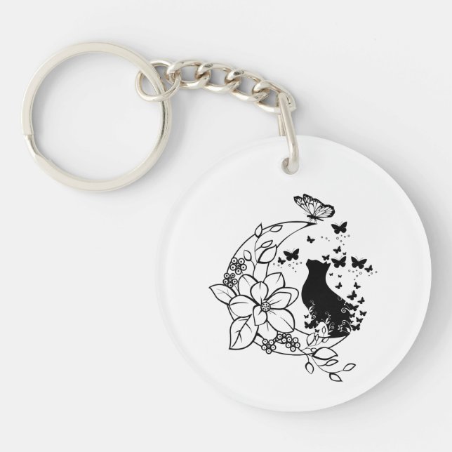 Porte-clefs Chat Mystique et Lune (Devant)