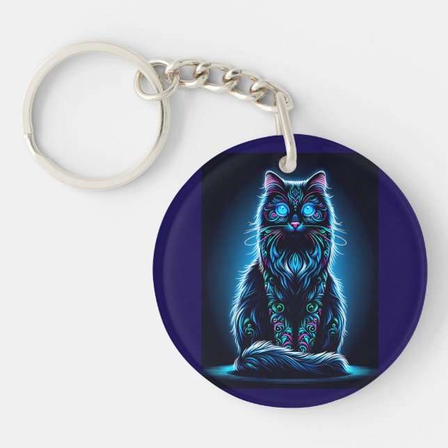 Porte-clefs Chat néon fond vif-97948 (Devant)