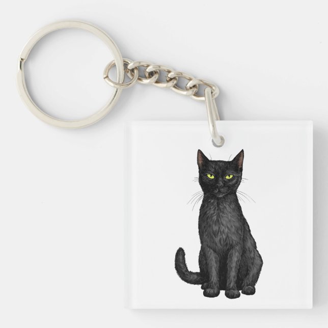 Porte-clefs chat noir (Devant)