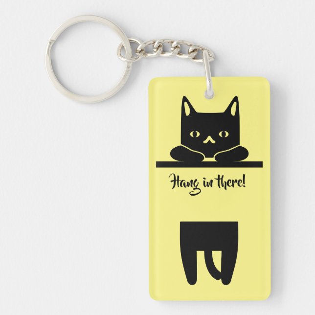 Porte-clefs Chat noir, accrochez-vous là ! (Devant)