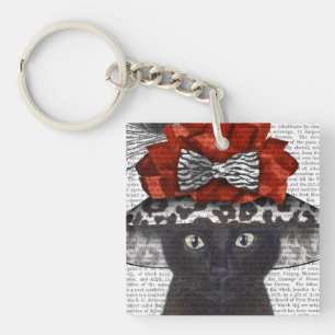 Porte-clefs Chat noir avec Casquette fabuleux