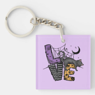 Porte-clefs Chat noir azy en Spider Web avec amour