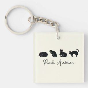 Porte-clefs Chat noir drôle mignon personnalisable