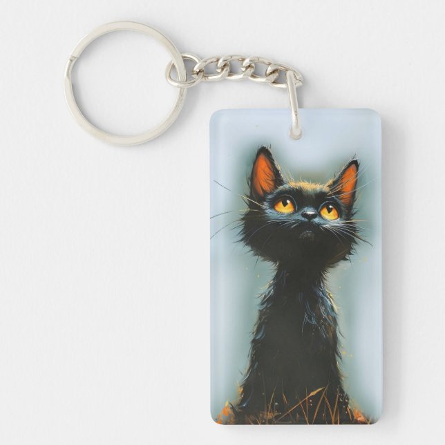 Porte-clefs Chat noir enchanté (Devant)