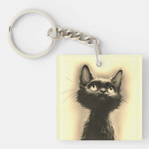 Porte-clefs Chat noir enchanté doré