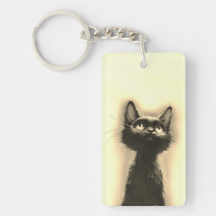 Porte-clefs Chat noir enchanté doré