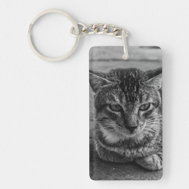 Porte-clefs Chat noir et blanc (Devant)