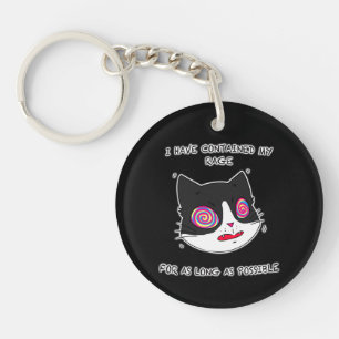 Porte-clefs Chat noir et blanc avec du texte amusant