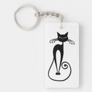 Porte-clefs Chat noir maigre fantaisiste