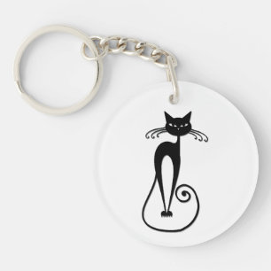 Porte-clefs Chat noir maigre fantaisiste