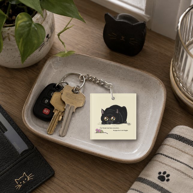 Porte-clefs Chat noir mignon et joueur, Queue de Kitty qui rem (Créateur téléchargé)
